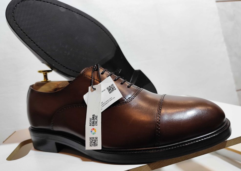 Pantofi oxford 43 43.5 cap toe ZARA NOI piele naturala moale maro