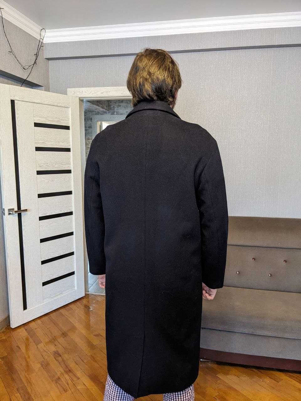 Пальто мужское синее MLMR, 70% шерсть, L-XL