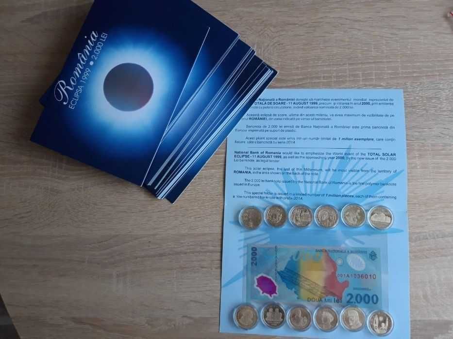 Set bancnota eclipsa serie 001A + Colectie 50 bani aniversari