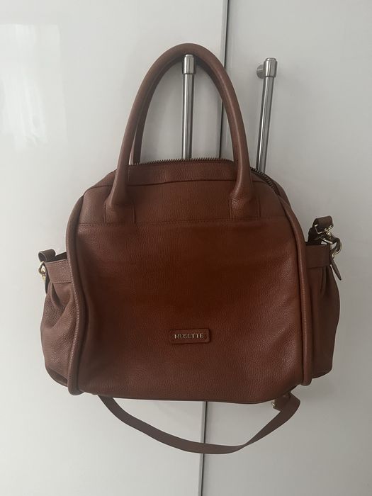 Geanta Musette medie piele naturala maron