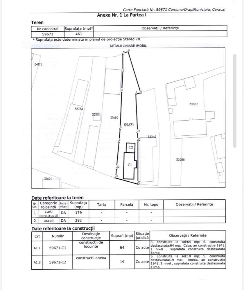 Vand teren ultracentral S=461 mp si casa nelocuibila S=83 mp