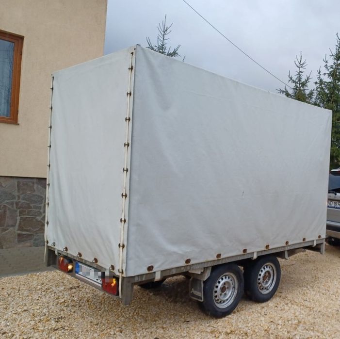 Remorca Anssems 2000 kg cu prelata, platforma, dublu ax,sistem franare