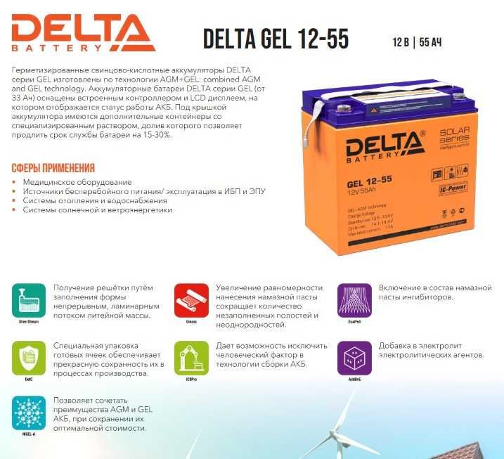 Аккумуляторные батареи серии  Delta | Asterion GEL