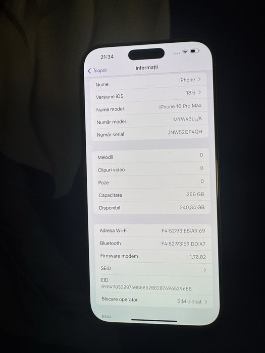 Iphone 16 Pro Max!256!Impecabil!