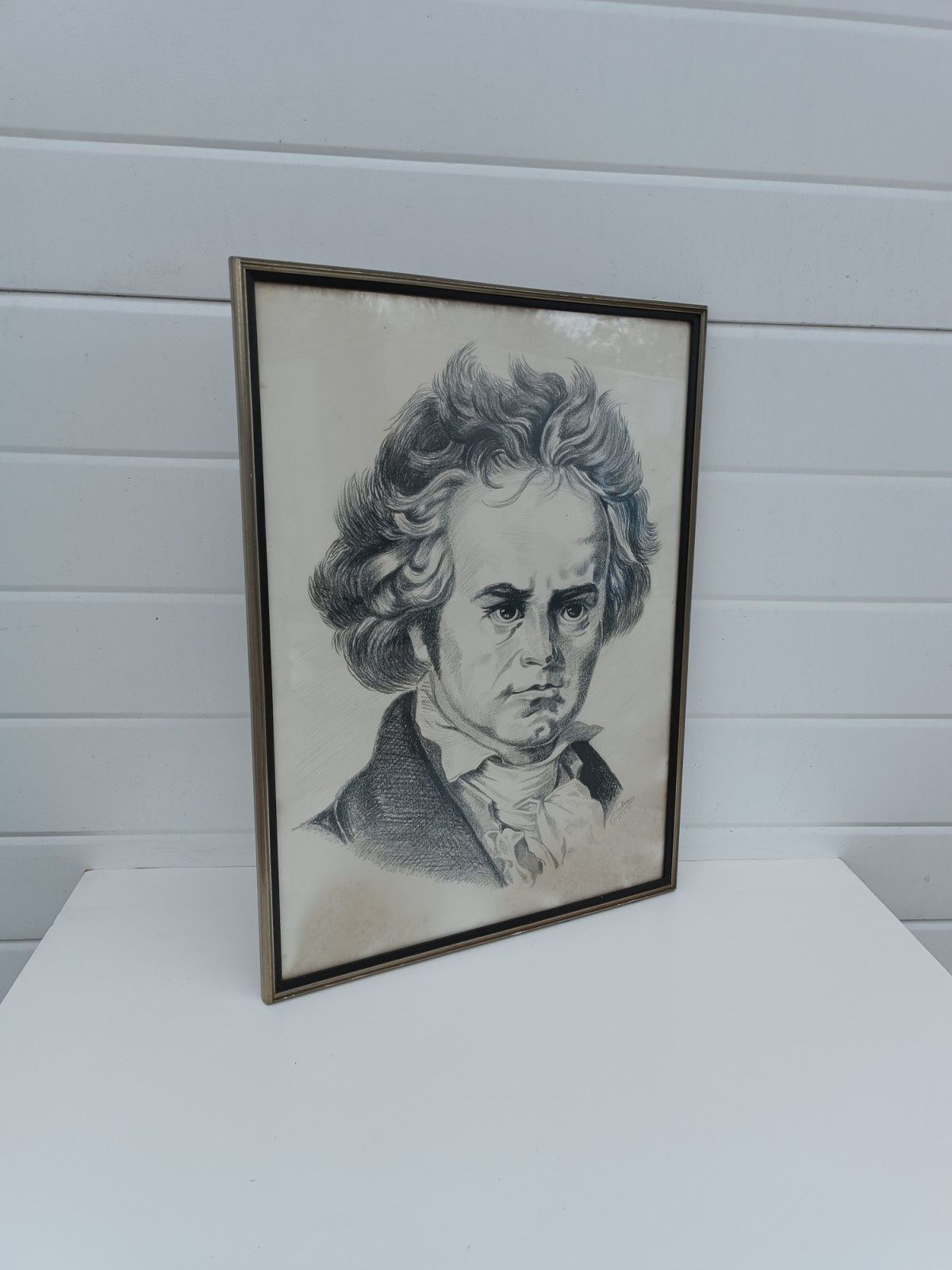 Стара графика на портрет на Бетовен на Холандски художник