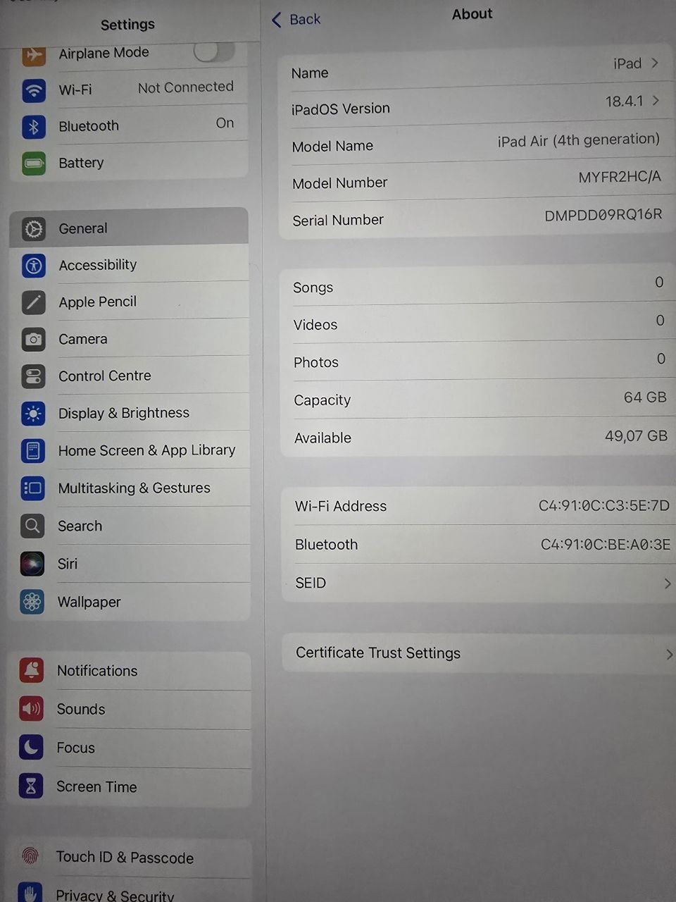 Ipad air 4th generation 64GB