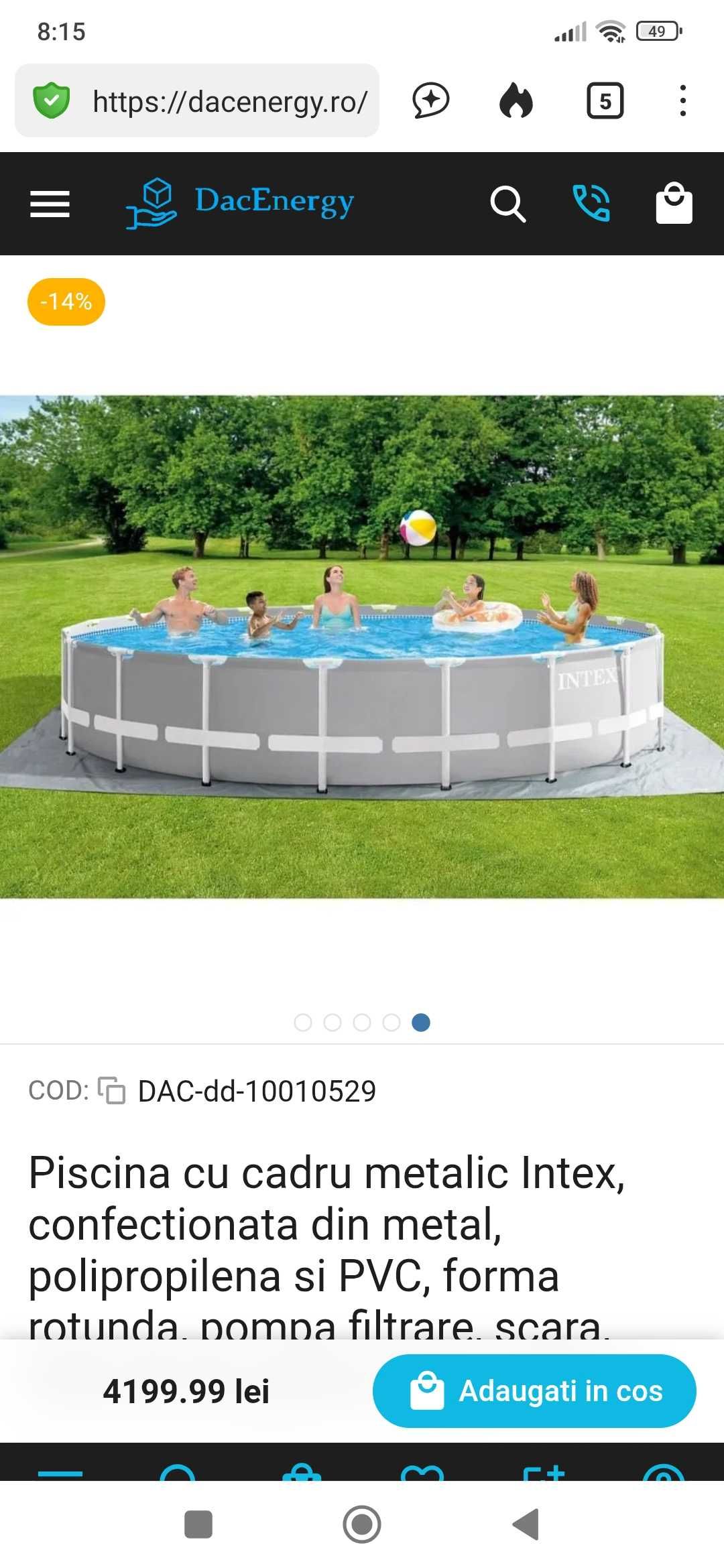 Piscina familie, cu diametrul 6 m