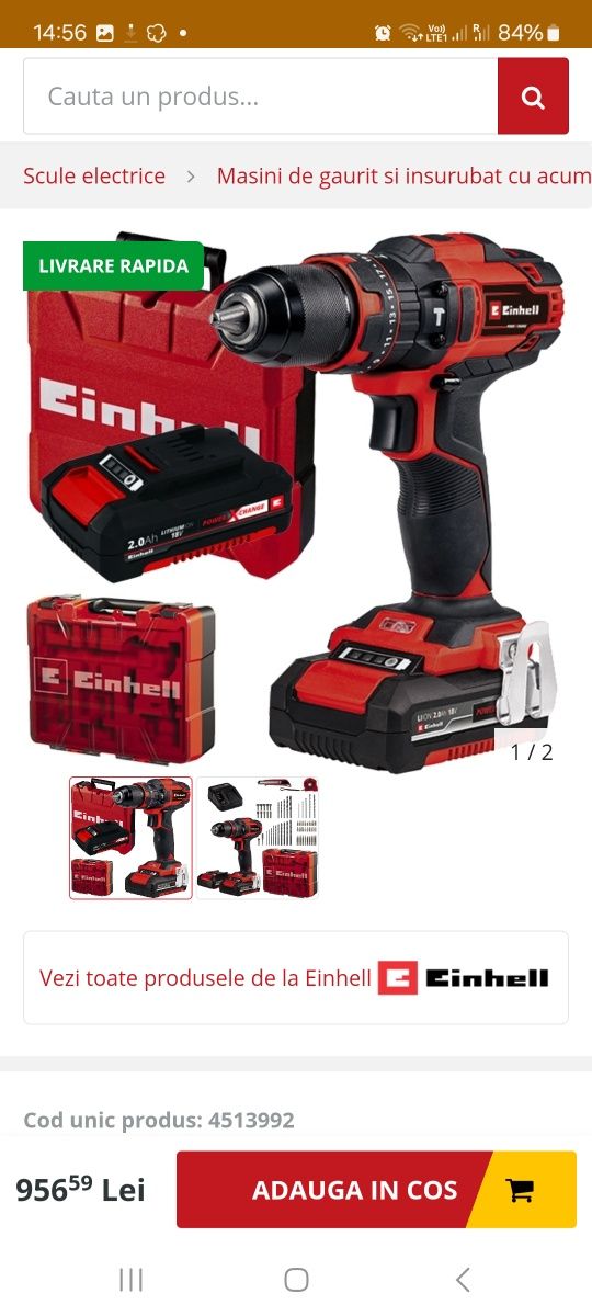 Bormasina Einhell în cutie Kit complet