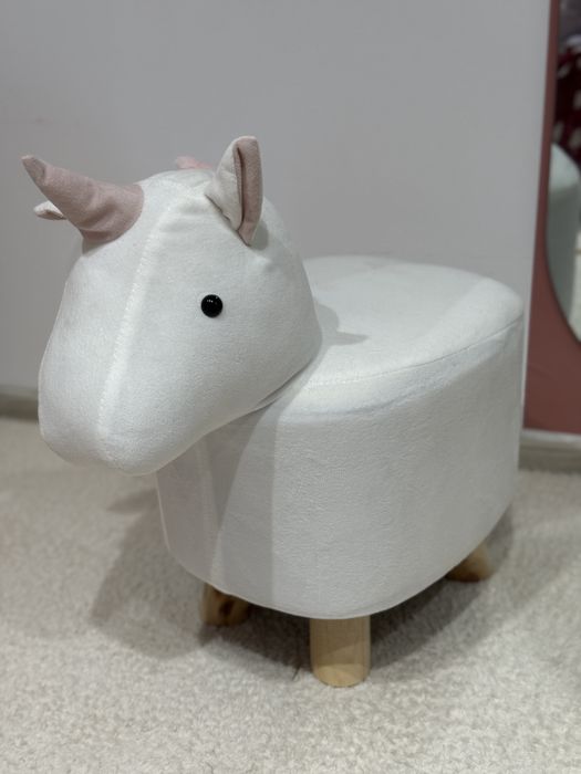Taburet unicorn alb