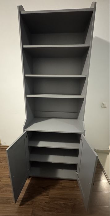 Biblioteca HAUGA corp inalt 2 usi gri 70x199 cm