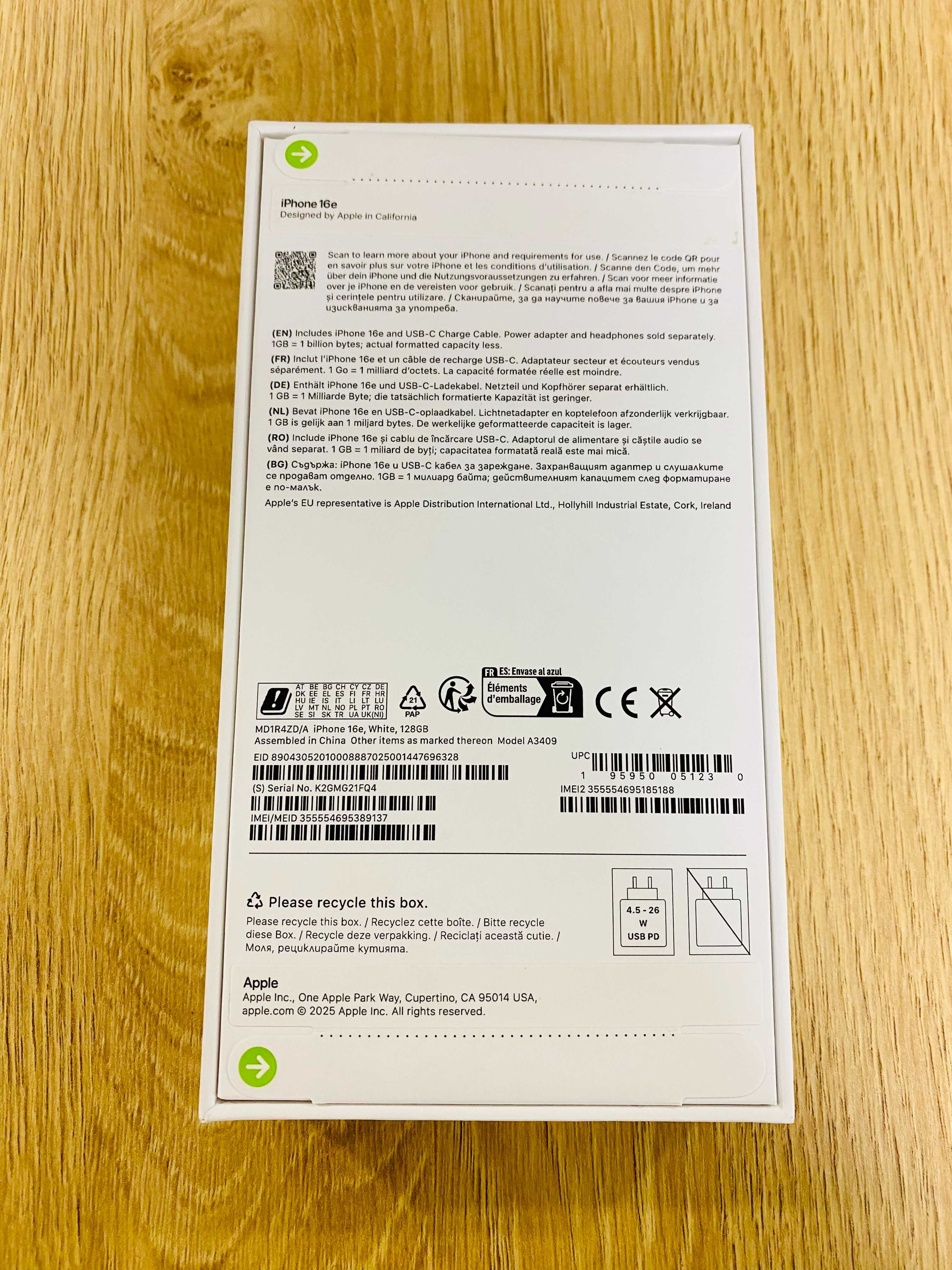 ЧИСТО НОВ !!! Apple iPhone 16e, 128GB, 5G, White