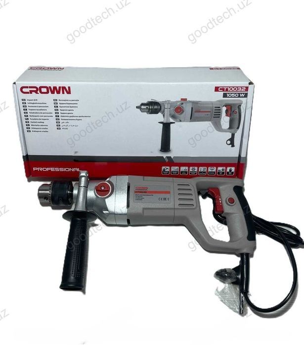 Дрель CROWN CT10032 ударная с патроном 16 мм и двигателем 1050 Вт