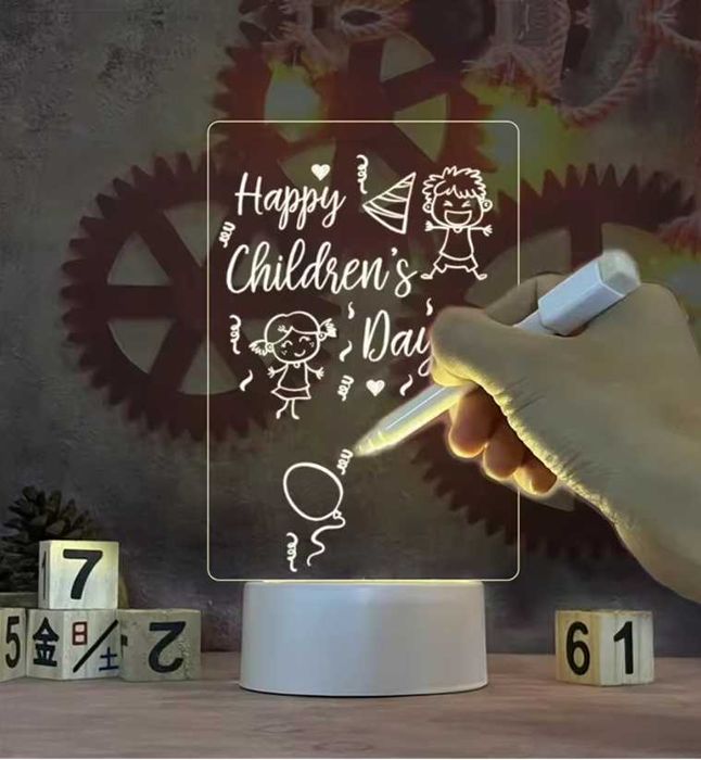 Осветена акрилна дъска за съобщения, LED нощна