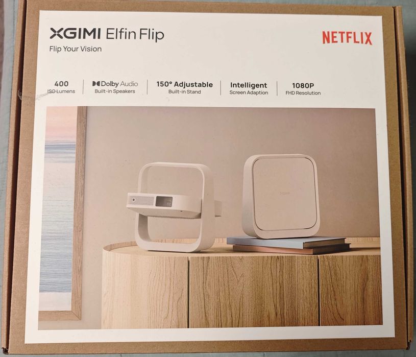 Xgimi Elfin Flip 1080p – Proiector Smart, Compact, Luminos (400 ISO)