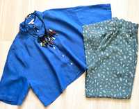 Свеж сет от ленена риза в наситен цвят и панталон