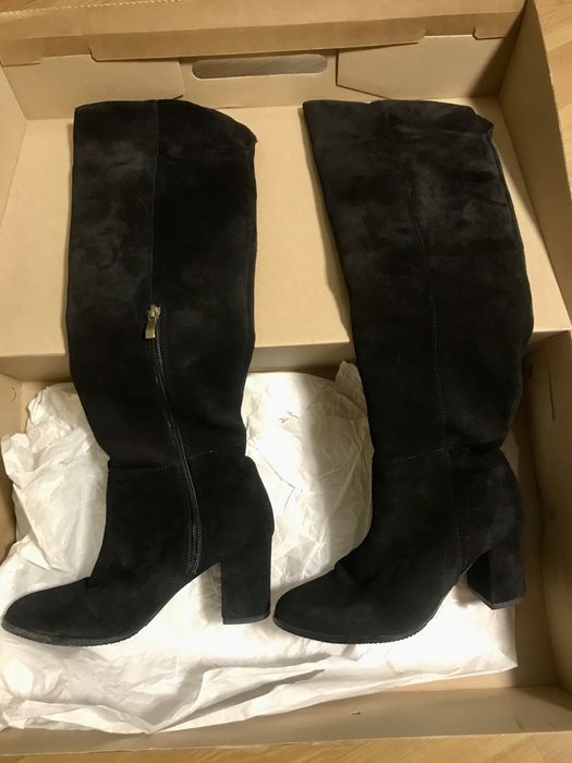 Cizme dama lungi MANDINI Italia, mar.36, noi, piele intoarsa !