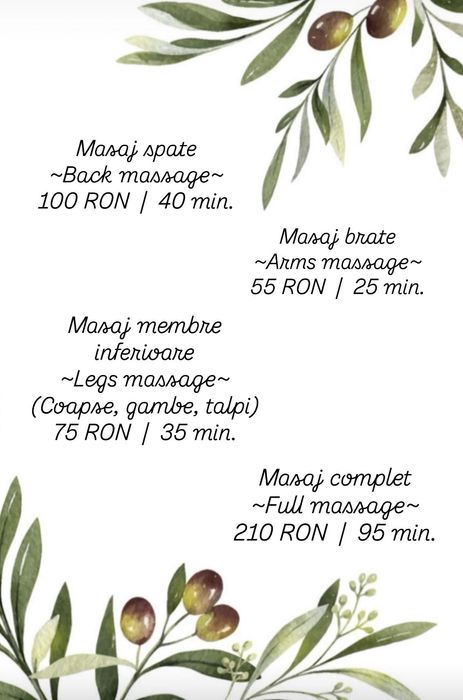 Masaj Brasov terapeutic si de relaxare