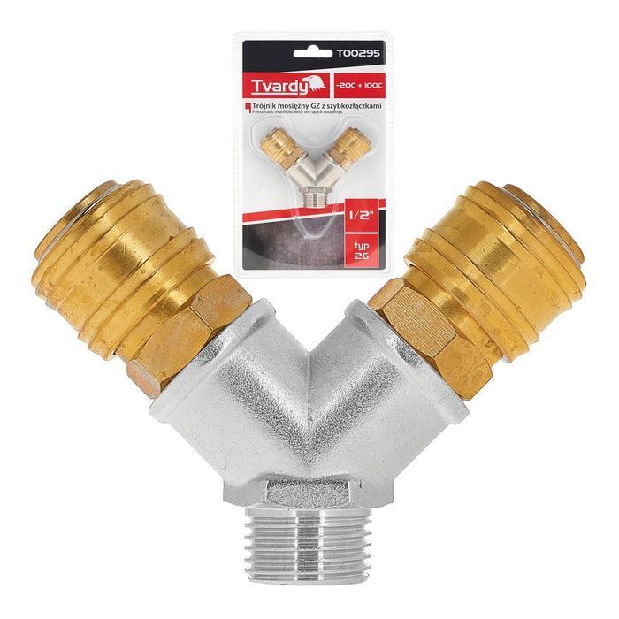 Ramificator, distribuitor de aer 1/2 cu 2 iesiri, cuple rapide