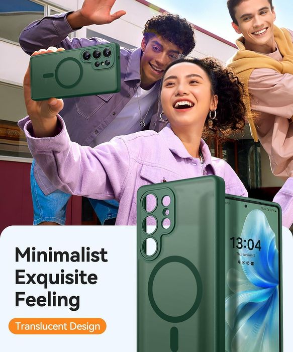 Матов magsafe кейс за samsung galaxy s25 ultra - зелен