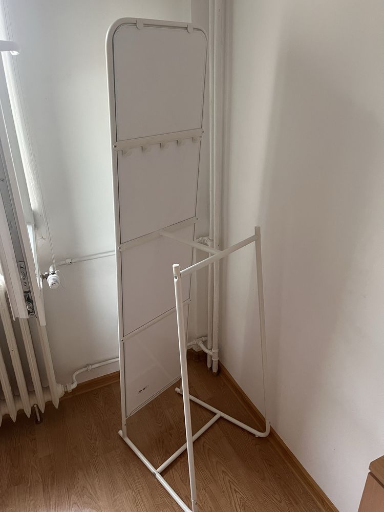 Oglindã cu suport, alb, 48x160 cm
