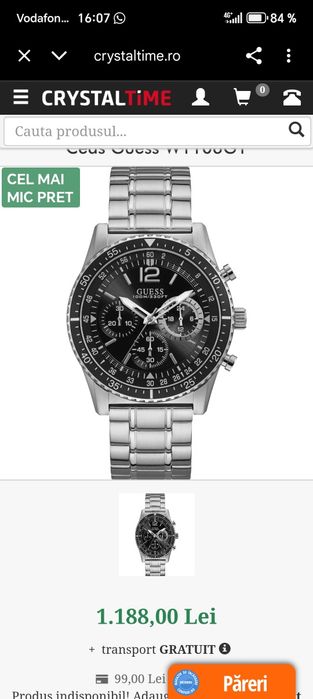 Ceas Guess cronograf 100m rezist apa inox