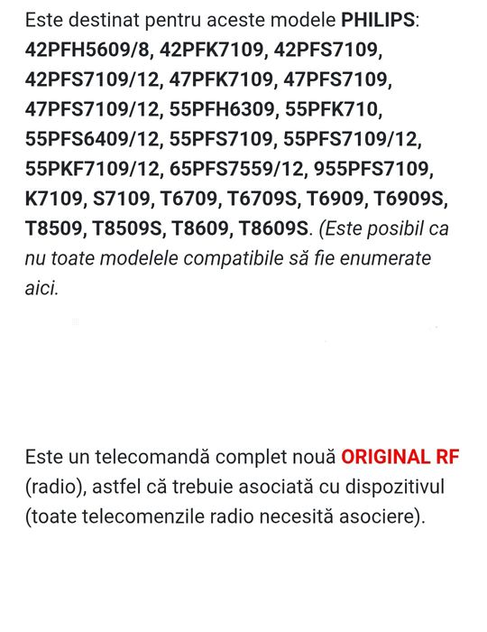Telecomandă originala Philips