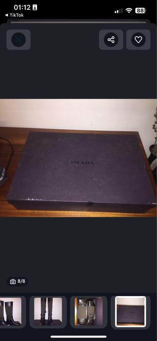 Cizme PRADA Logo Jacquard noi originale 42 Maro+Negru