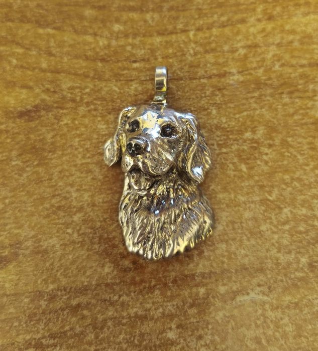 Ръчно изработен ключодържател Golden Retriever от бижутерски бронз