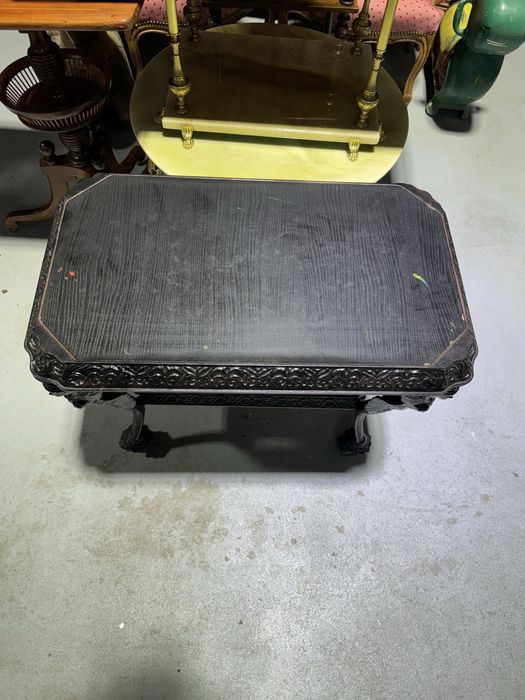 Gheridon empire din metal cu blat de lemn