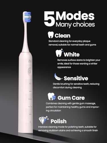 Нова Sonic електрическа четка за зъби 48k VPM 180 дни батерия 5 режима