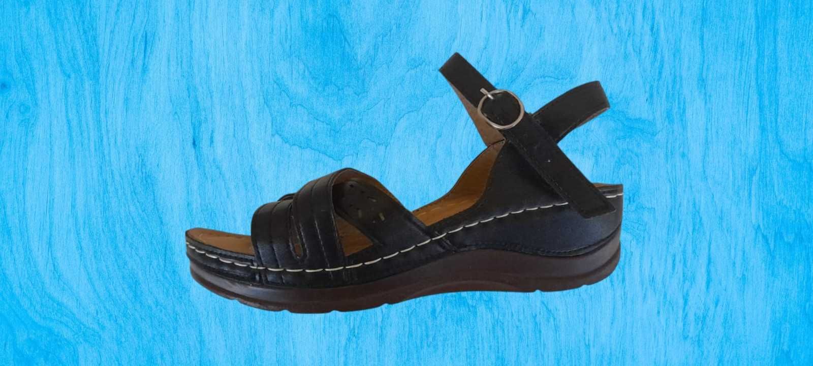 Sandale confortabile din piele, cu toc ortopedic, 37