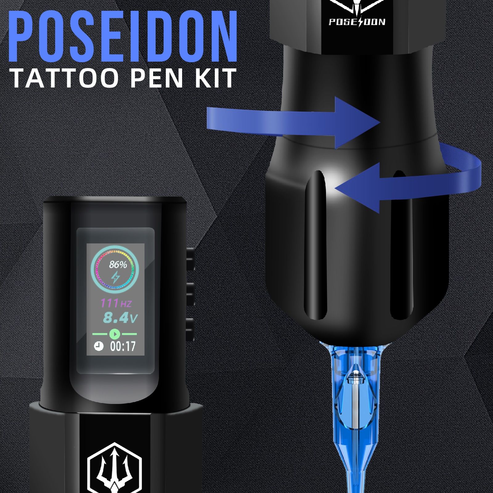 Комплект за татуировки POSEIDON, безжична машинка за татуиране и вежди