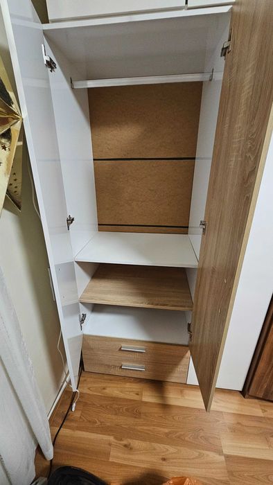 Гардероб Алис Виденов - 104/185 см. - Бял гланц и дъб сонома