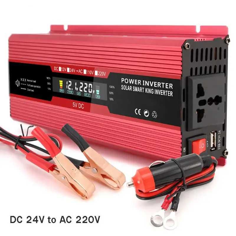 Инвертор на напрежение с дисплей от 24V на 220V с мощност от 2000W