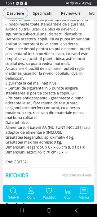 Leagăn electric bebe