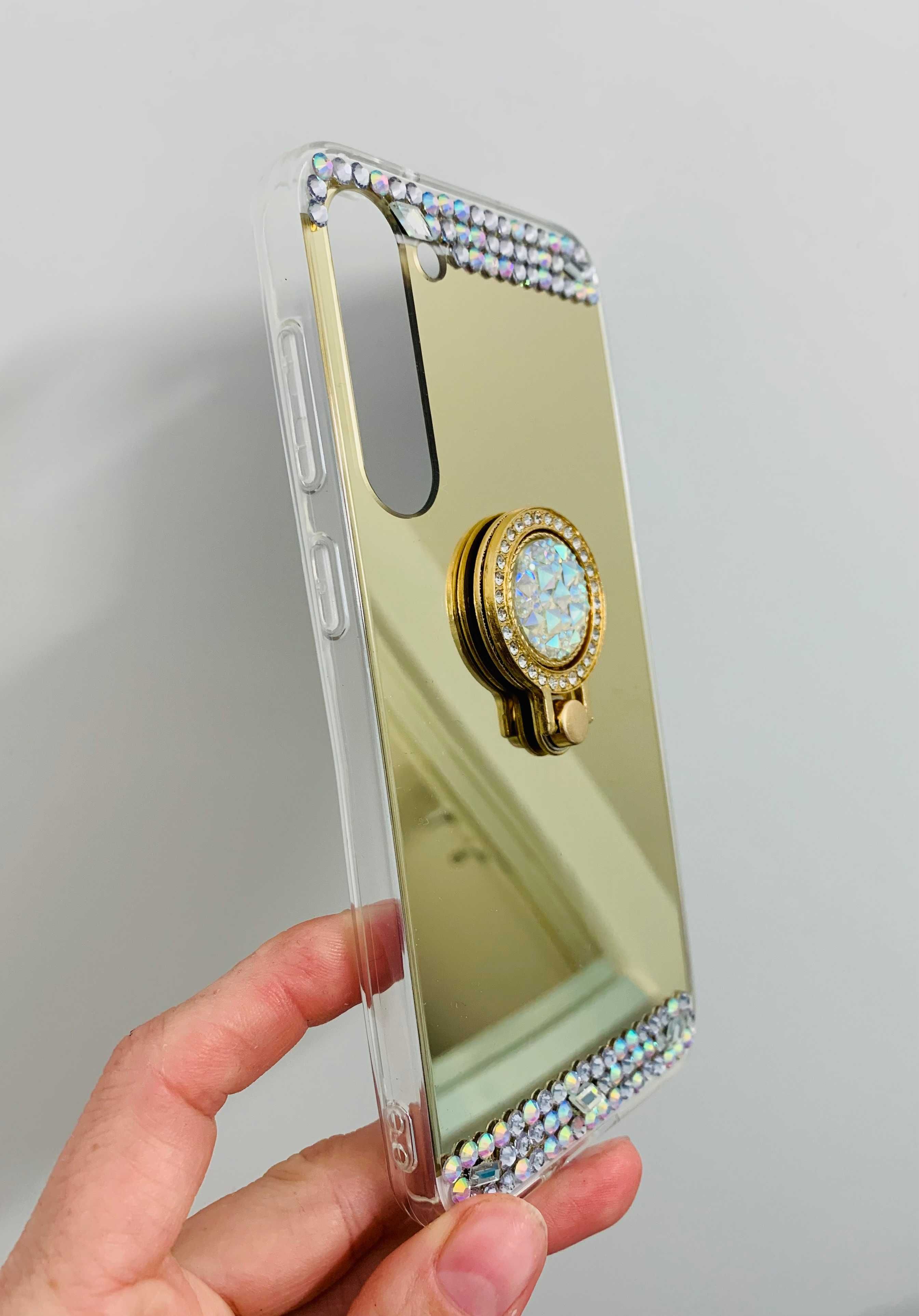 Husa oglinda cu pietricele si inel pt. Samsung S23 / S23 FE / S23 plus