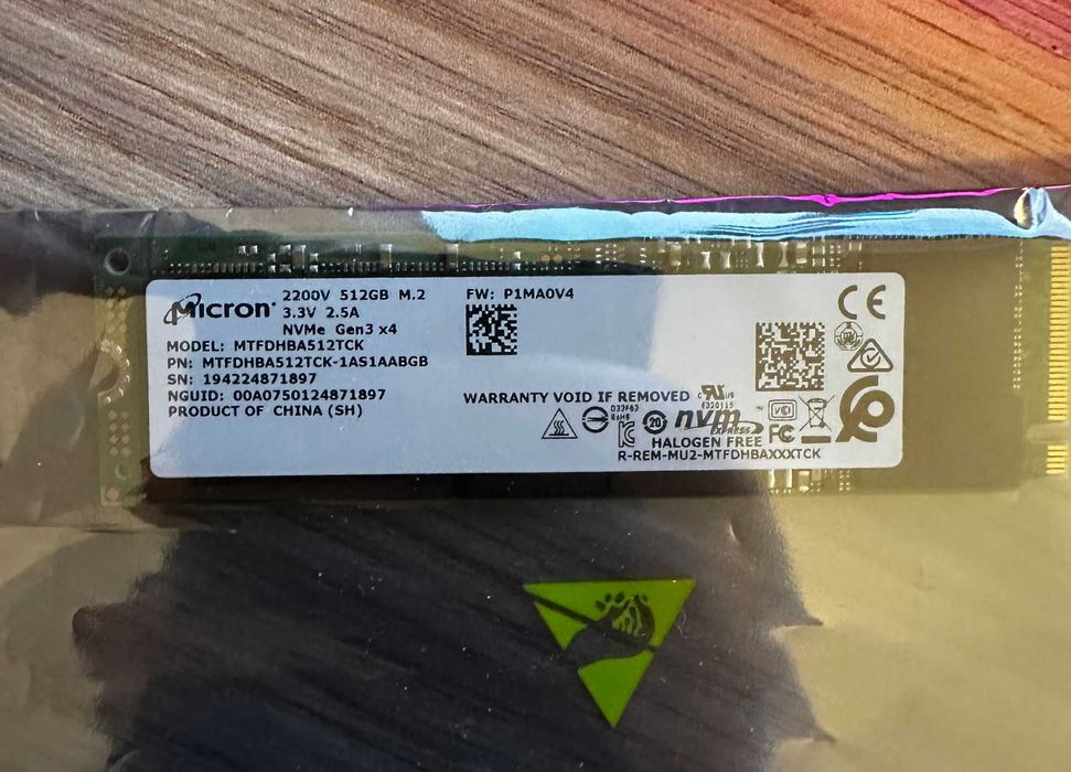 SSD Micron 2200, M.2 Gen3 x4 NVMe 512GB