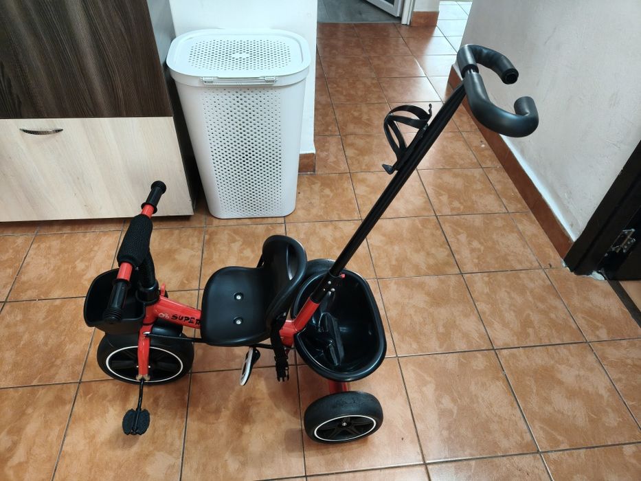 Tricicletă cu mâner de împins , 2-6 ani roșu