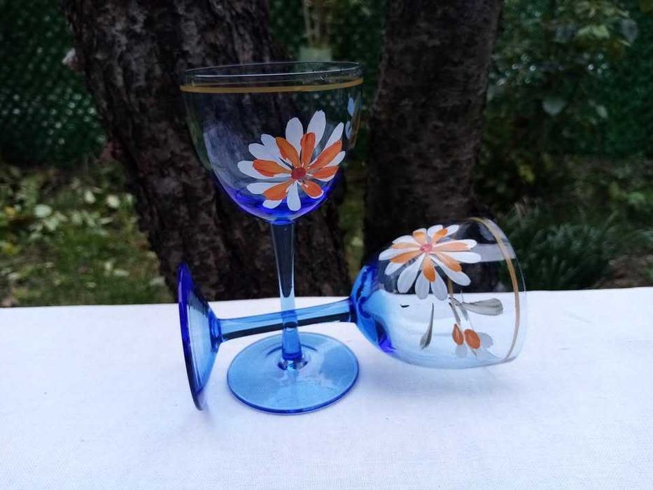 Сервиз за ракия - синьо стъкло