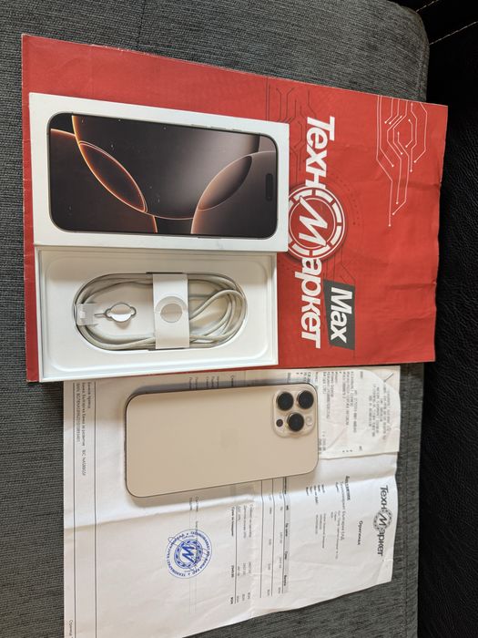 КАТО НОВ 256GB iPhone 16 Pro Max Техномаркет Гаранция 2026 Desert