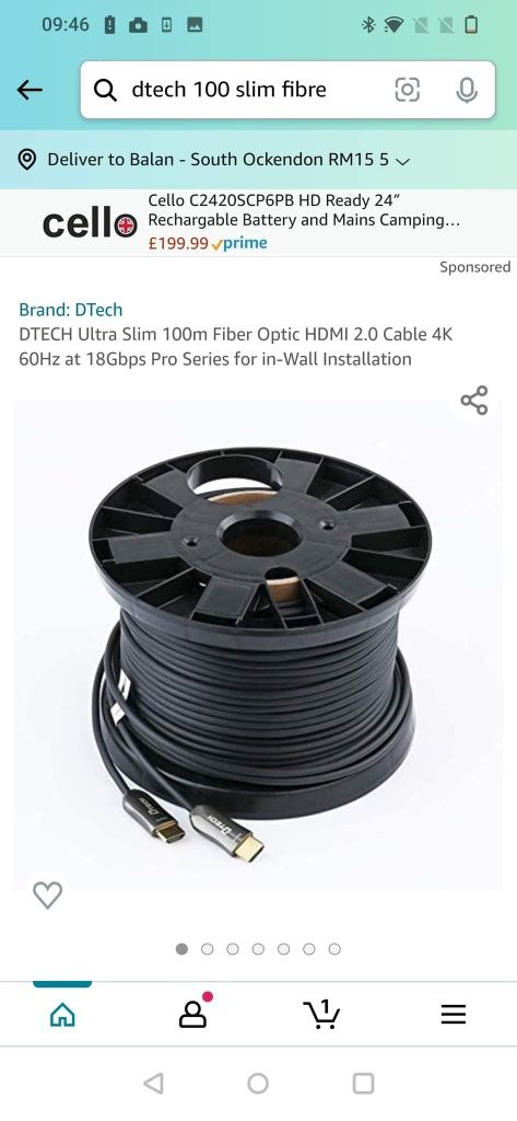 DTECH 100m cablu fibra optica