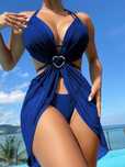 Costum de baie 3 piese cu cardigan