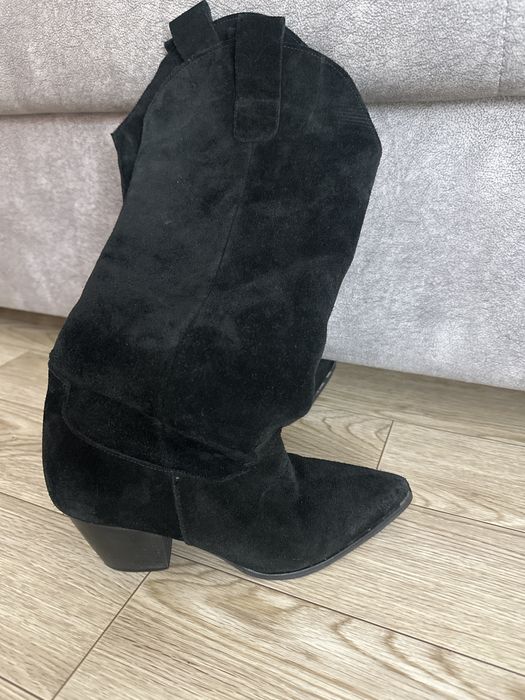 Замшевые, зимние сапоги