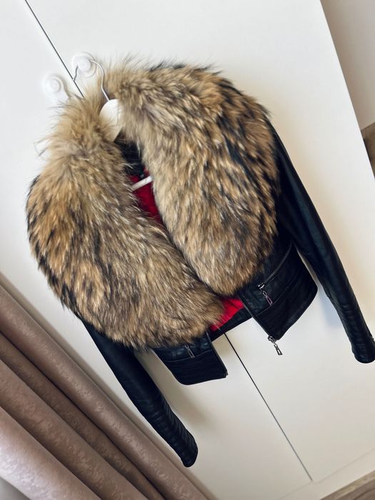 Яке от естествена кожа и яка от лисица