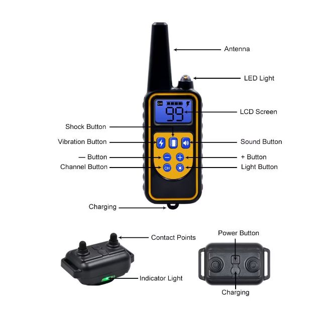 Zgarda Electrica Pentru Dresaj Caini, Reincarcabila, Rezistenta la apa