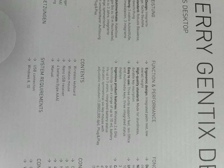 Комплект безжична блутут клавиатура и мишка CHERRY GENTIX неотварян