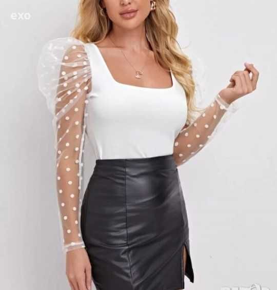 Дамска блуза екрю, Блуза памук, Копринена блуза, Дамска блуза дантела