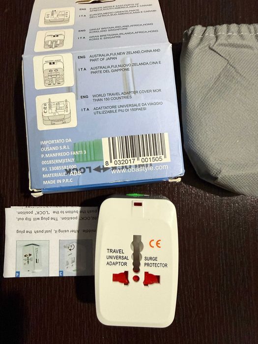 Adaptor stecher universal de calatorie EU UK SUA incarcare USB, NOU