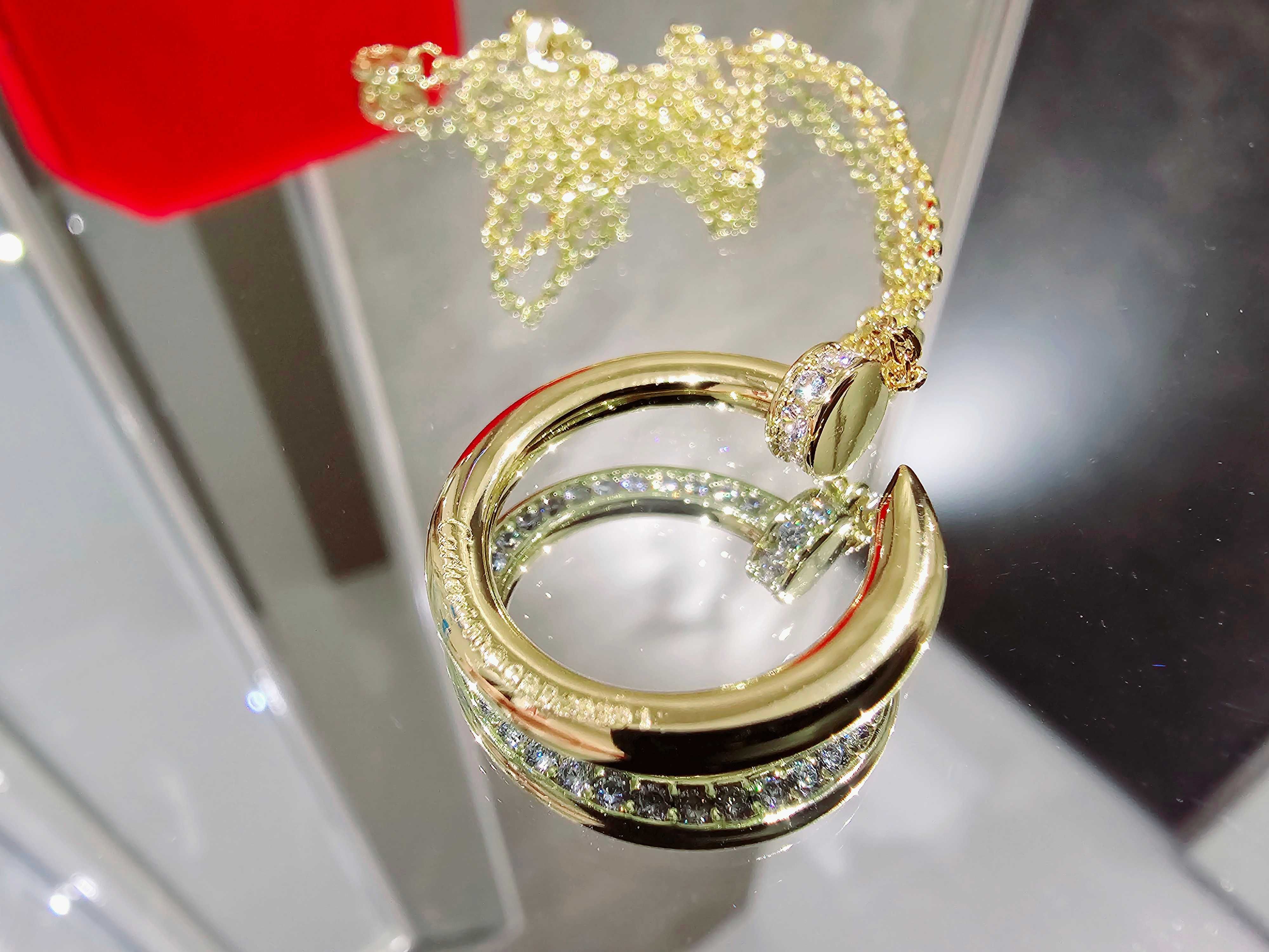 CARTIER Nail Juste un Clou Gold Paved Diamonds Дамско Колие Пирон