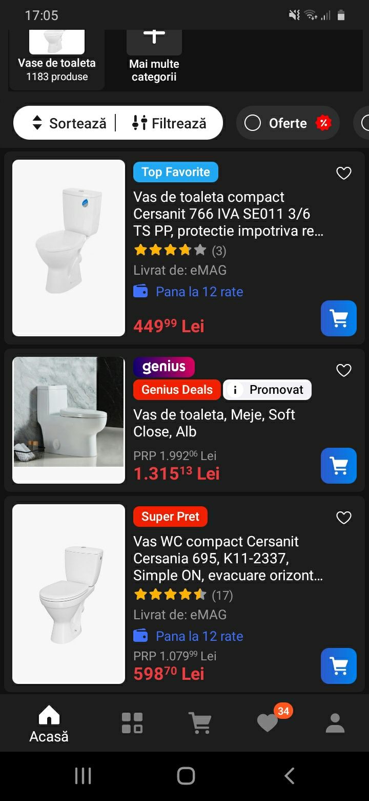 Vas de toaleta wc Cersanit